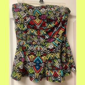 Aztec Pattern Strapless Top